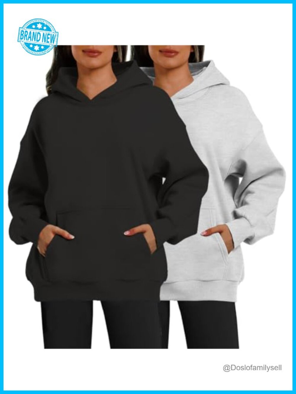 Oversized Fleece Hoodie Sweatshirt Pullover Long Sleeve 2 Pack